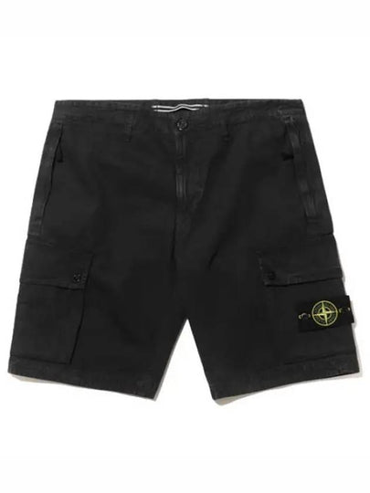 Men's Logo Patch Cargo Bermuda Shorts Black - STONE ISLAND - BALAAN 2