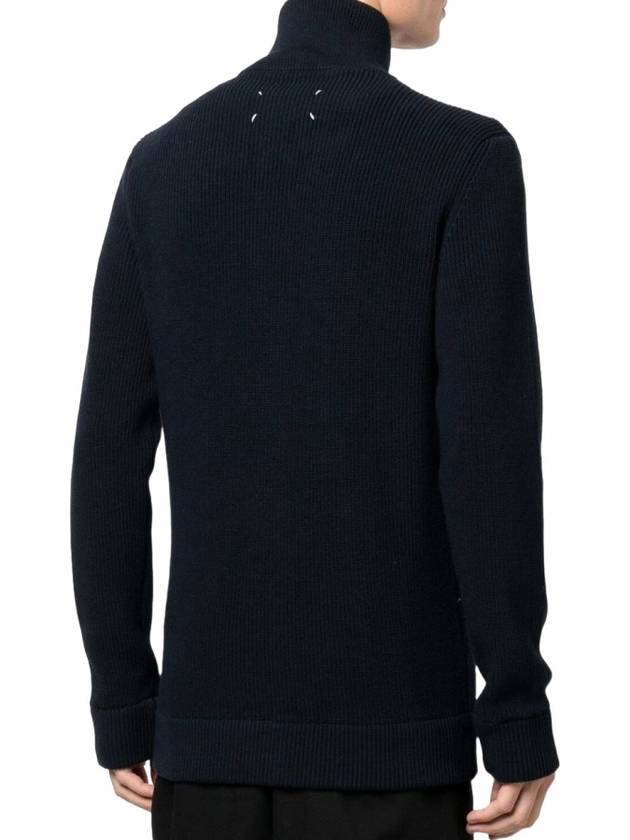 Stitch Knit High Neck Full Zip Up Cardigan Navy - MAISON MARGIELA - BALAAN 8