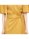 Women's V-neck Twisted Linen Midi Dress Yellow - VANESSA BRUNO - BALAAN 10