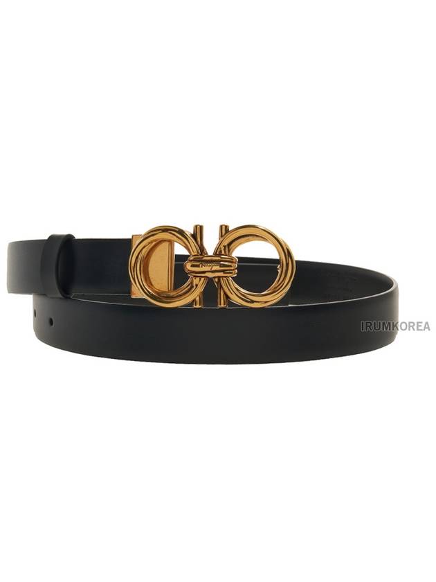 Adjustable Gancini Leather Belt Black - SALVATORE FERRAGAMO - BALAAN 2