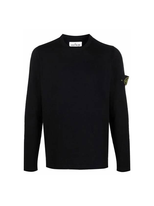 Waffen Patch Round Knit Top Black - STONE ISLAND - BALAAN.