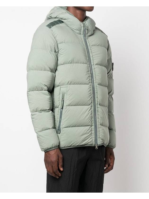 Seamless Logo Nylon Hooded Down Jacket Sage Green - STONE ISLAND - BALAAN 3