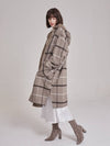 e check loose fit hooded oversized coat greyish beige - PRETONE - BALAAN 5