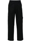 Regular Fit Cargo Cotton Canvas Straight Pants Black - STONE ISLAND - BALAAN 2