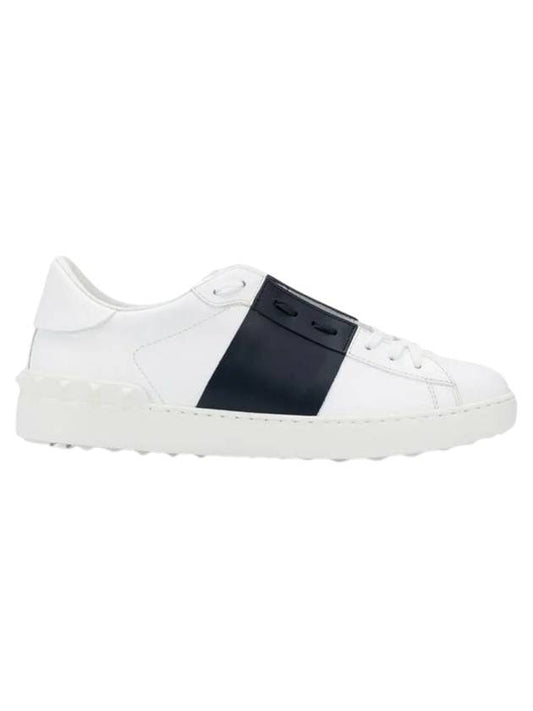 Men's Hidden Strap Rockstud Color Contrast Sneakers White Navy - VALENTINO - BALAAN 1