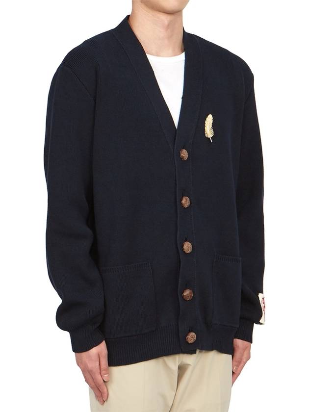 Men's Feather Patch Cardigan Dark Blue - GOLDEN GOOSE - BALAAN 4