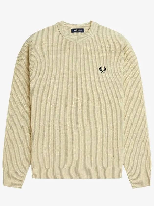 Sharp textured lambswool knit 691 AFPM2336539 dark beige - FRED PERRY - BALAAN 1