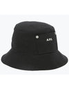 Thais Embroidered Logo Pocket Cotton Canvas Bucket Hat Black - A.P.C. - BALAAN 3