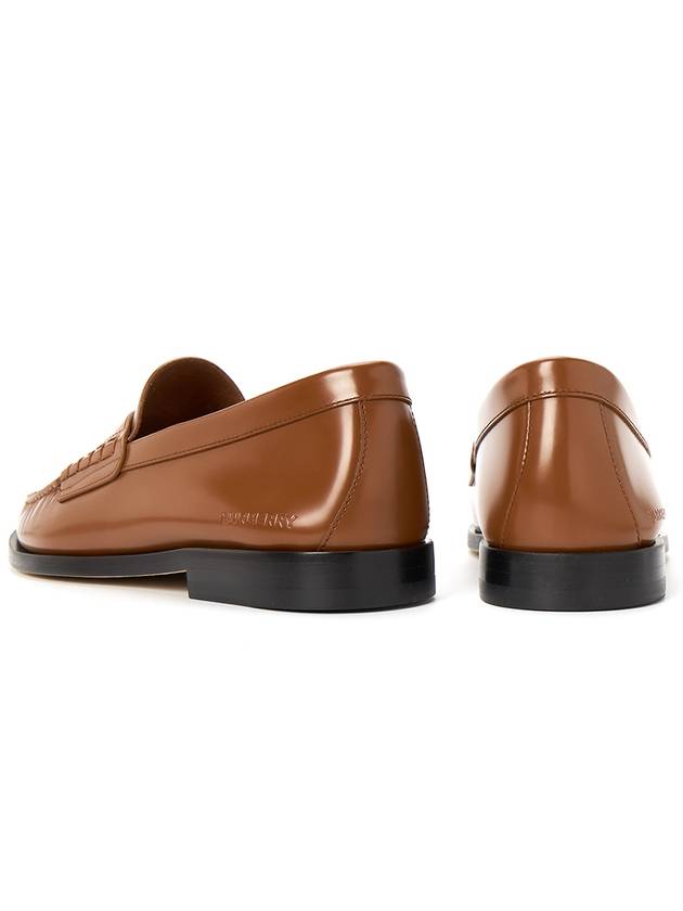 Coin Detail Leather Penny Loafers Warm Oak Brown - BURBERRY - BALAAN 7
