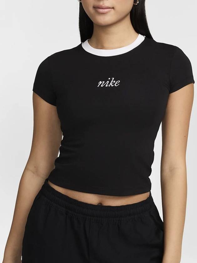 Women's NSW Chill Knit Crop Short Sleeve T-Shirt Black - NIKE - BALAAN 1