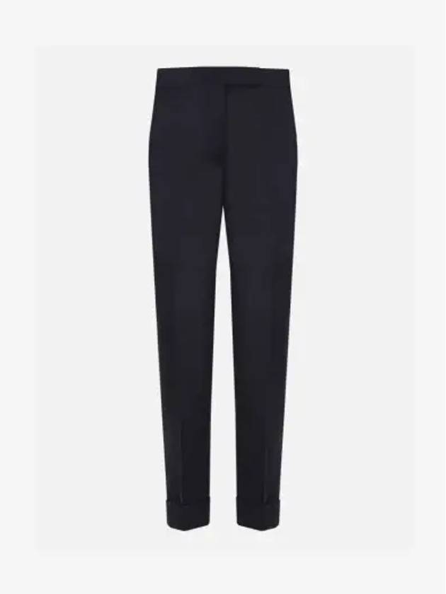 Cropped Tailored Twill Wool Skinny Straight Pants Navy - THOM BROWNE - BALAAN 2