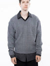 Men s M243TP07GR Dense Cable V neck Knit Gray - CHANCE'S NOI - BALAAN 7