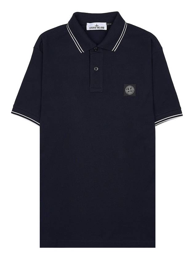 Stretch Cotton Pique Short Sleeve Polo Shirt Navy - STONE ISLAND - BALAAN 10