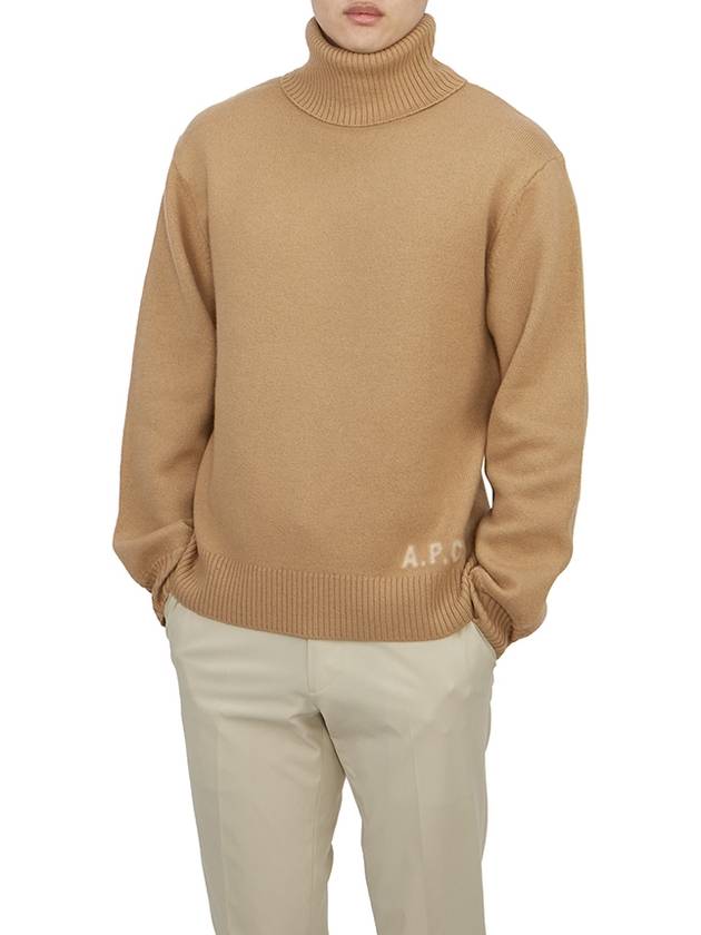 Walter Logo Merino Wool Turtleneck Brown - A.P.C. - BALAAN 5