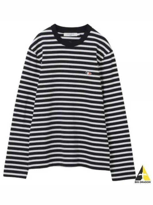 Fox Logo Stripe Long Sleeve T-Shirt White Black - MAISON KITSUNE - BALAAN 2