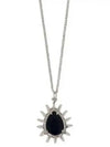 Les Pierres Black Strass Rhodium Finish Necklace Silver - CELINE - BALAAN 2