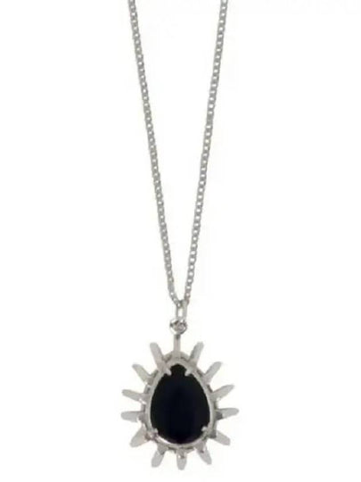 Les Pierres Black Strass Rhodium Finish Necklace Silver - CELINE - BALAAN 2