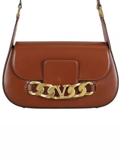 V logo chain shoulder bag brown - VALENTINO - BALAAN 2