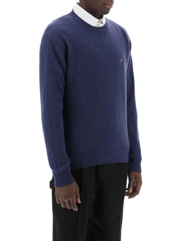 ORB Embroidered Crew Neck Knit Top Blue - VIVIENNE WESTWOOD - BALAAN 3