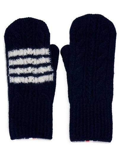 4 Bar Wool Cashmere Gloves Navy - THOM BROWNE - BALAAN 2