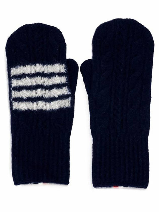 4 bar stripe cable knit gloves FKG017AY8007 - THOM BROWNE - BALAAN 2