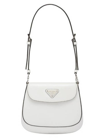 Cleo Brushed Leather Mini Shoulder Bag White - PRADA - BALAAN 1