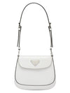 Cleo Brushed Leather Mini Shoulder Bag White - PRADA - BALAAN 1