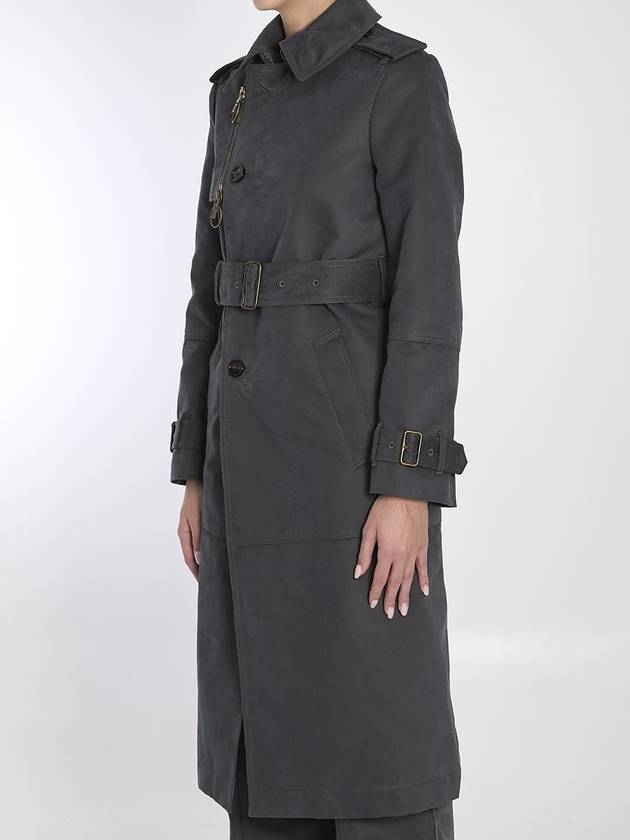 Long Cotton Nylon Trench Coat Cinder - BURBERRY - BALAAN 3