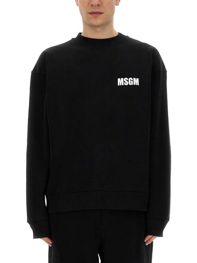 Logo Print Cotton Sweatshirt Black - MSGM - BALAAN 2