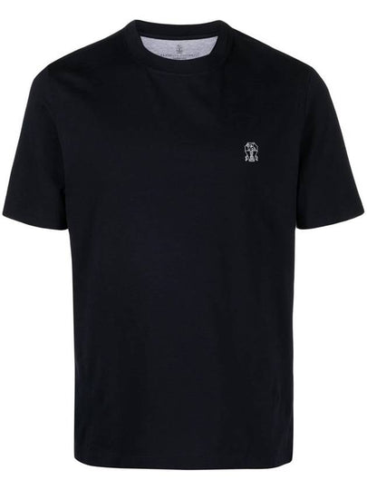 Logo Short Sleeve T-shirt Navy - BRUNELLO CUCINELLI - BALAAN 2