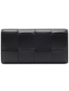 Cassette Flap Leather Long Wallet Black - BOTTEGA VENETA - BALAAN 5