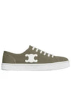 Jane Triomphe Patch Canvas Calfskin Lace-Up Low Top Sneakers Grey - CELINE - BALAAN 1