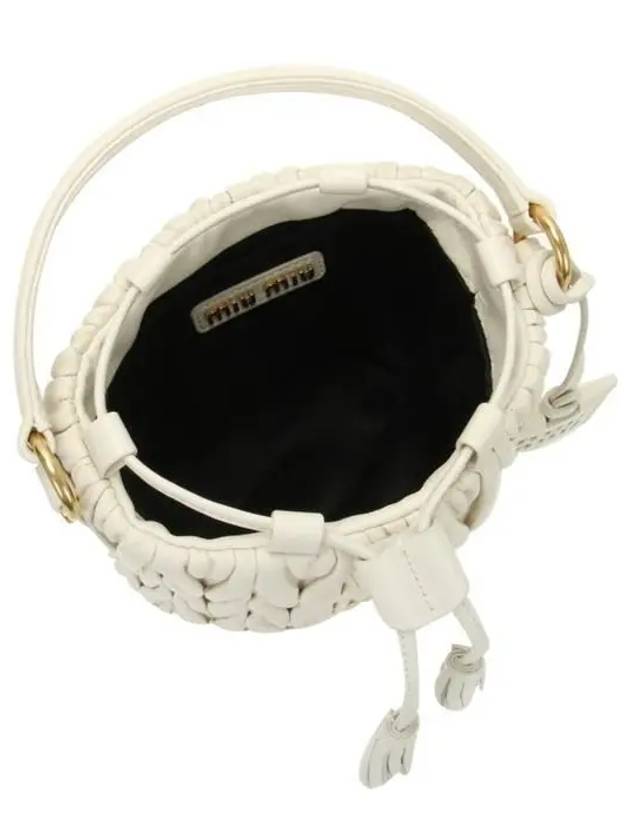 Drawstring Leather Bucket Bag White - MIU MIU - BALAAN 5