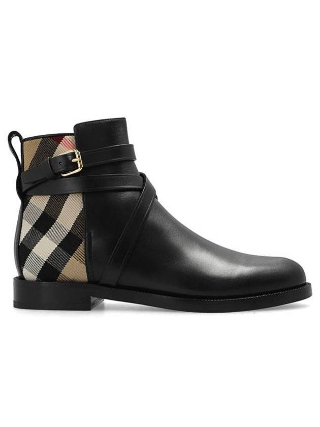 House Checked Leather Chelsea Boots Black - BURBERRY - BALAAN 1