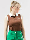 Golf Color Contrast Collar Sleeveless T-Shirt Brown - HENRY STUART - BALAAN 2