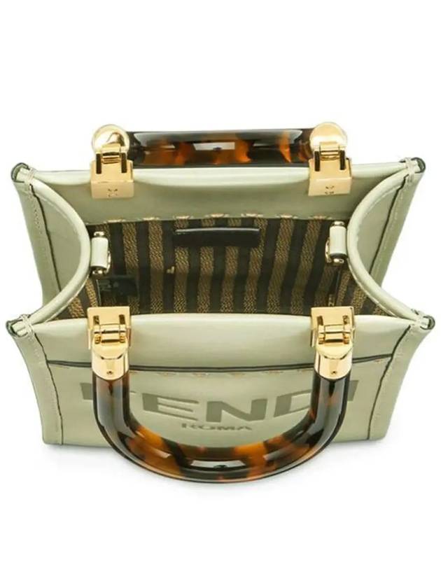 Sunshine Shopper Small Leather Tote Bag Light Green - FENDI - BALAAN 5