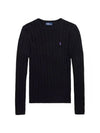 Embroidered Logo Pony Cable Knit Top Black - POLO RALPH LAUREN - BALAAN 2