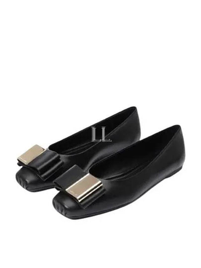 Double Bow Ballerina Flats Black - SALVATORE FERRAGAMO - BALAAN 2