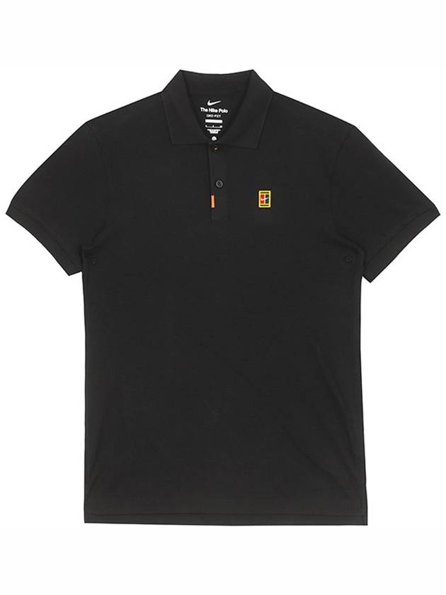 Court Dri Fit Heritage Slim Fit Tennis Polo Shirt Black - NIKE - BALAAN 1