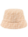 FF Jacquard Wool Silk Bucket Hat Beige - FENDI - BALAAN.