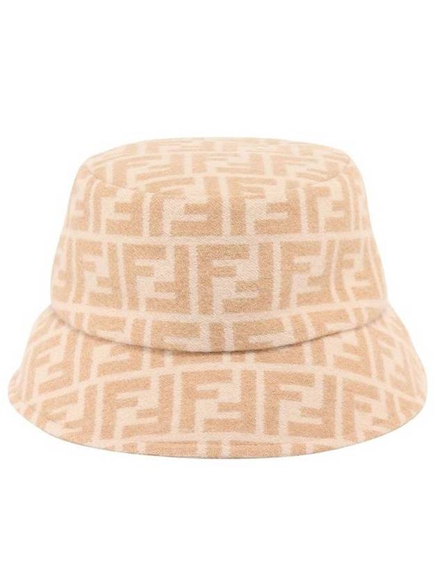 FF Jacquard Wool Silk Bucket Hat Beige - FENDI - BALAAN.