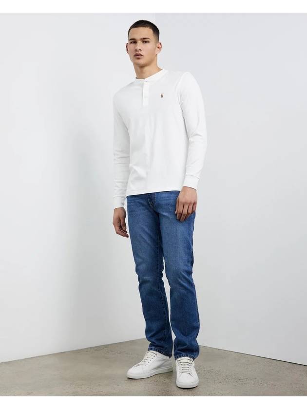 Custom slim fit white henley neck long sleeve tshirt - POLO RALPH LAUREN - BALAAN 9