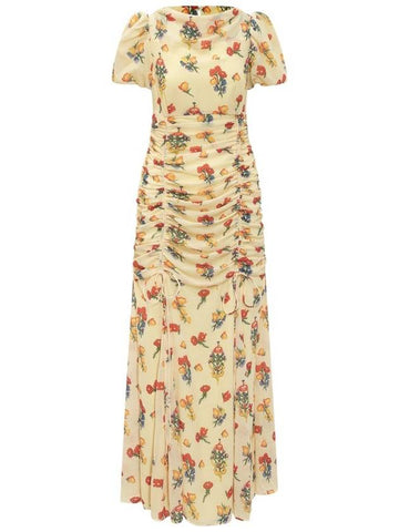 De La Vali Ruched Flower Dress - DE LA VALI - BALAAN 1