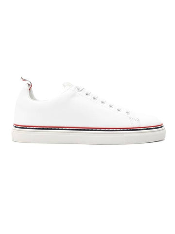 Tennis Vitello Calf Leather Low Top Sneakers White - THOM BROWNE - BALAAN 1