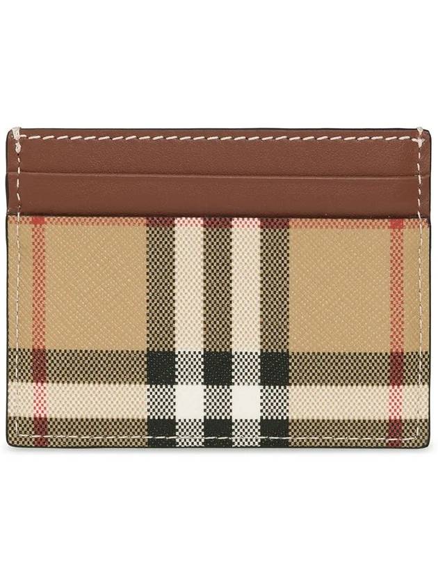 Check Pattern Leather Canvas Card Wallet Beige Brown - BURBERRY - BALAAN 3