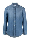 Denim Cotton Long Sleeve Shirt Blue - BRUNELLO CUCINELLI - BALAAN 2