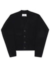 Merino Wool Cashmere Cardigan Black - AMI - BALAAN 3