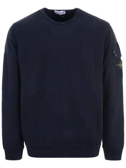 Brushed Organic Cotton Fleece Sweatshirt Navy - STONE ISLAND - BALAAN 2