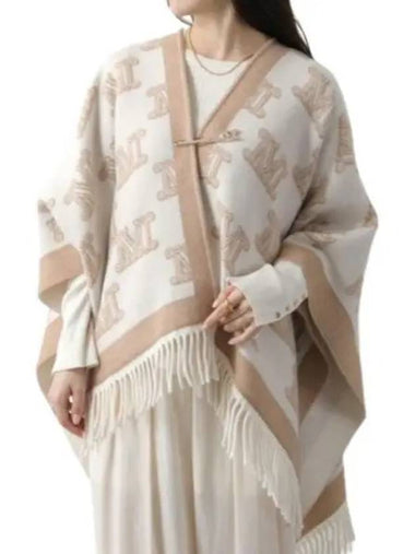 Frine Logo Wool Cape Ivory - MAX MARA - BALAAN 1