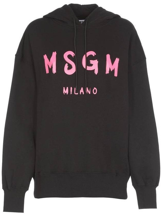 Milano Brushed Logo Hoodie Black - MSGM - BALAAN 1